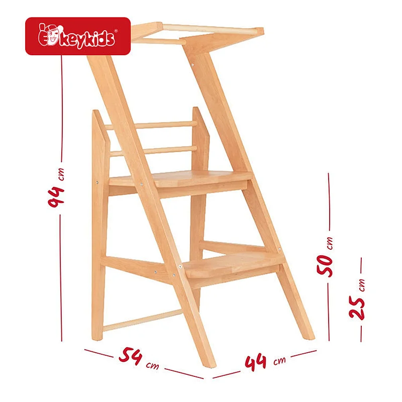 Montessori Folding Wooden Step Stool Kitchen Helper Standing Tower for Kids W08G389